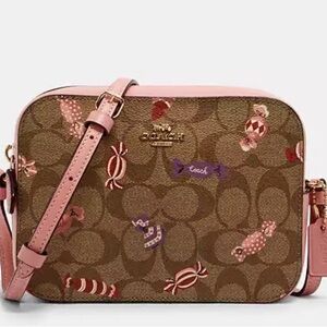 Coach Candy Print Pink and Brown Crossbody Bag
